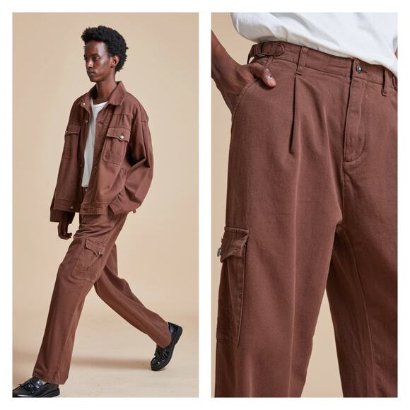 NWT FOUND Dusky Western Unisex Cargo Pant 34 Brown - Picture 11 of 11